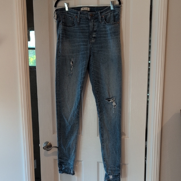Madewell Women's Blue Distressed Skinny Jeans - Picture 1 of 7